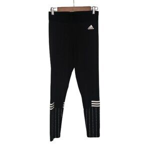 Adidas Womens SID‎ Printed Leggings Size Small Black White Stripes Training Gym